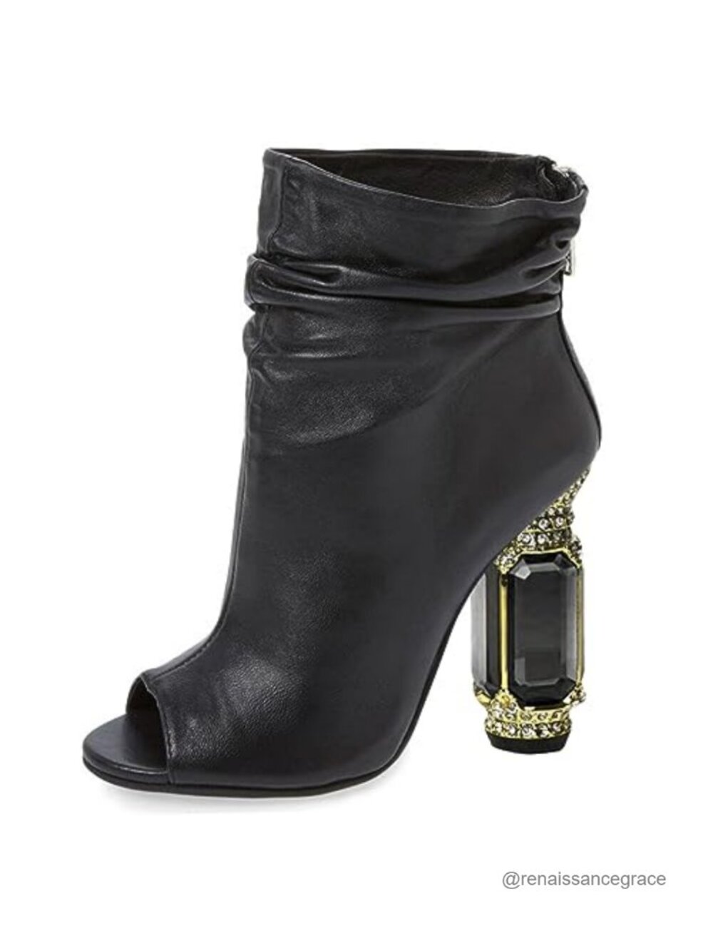 FSJ Women Peep Toe Ankle Boots Chunky Stacked Heel Bootie